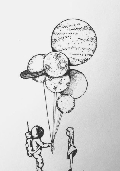 Рисунок космоса карандашом для срисовки