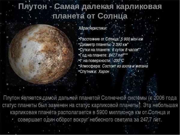 Плутон характеристика планеты