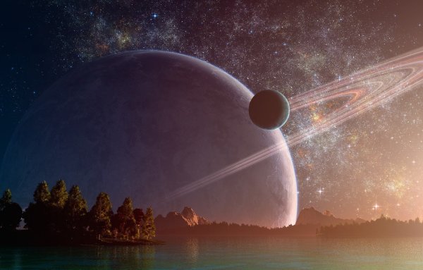 Космическое небо с планетами