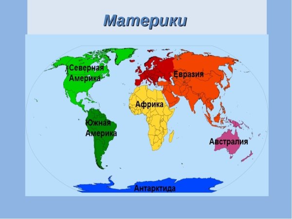 Карта мира 4 класс окружающий мир с материками