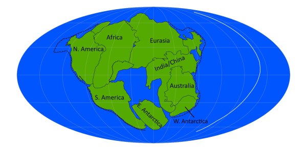 Континент Пангея 200 млн лет назад