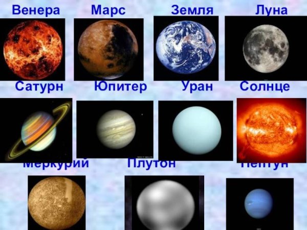 Марс Меркурий Нептун Плутон Венера