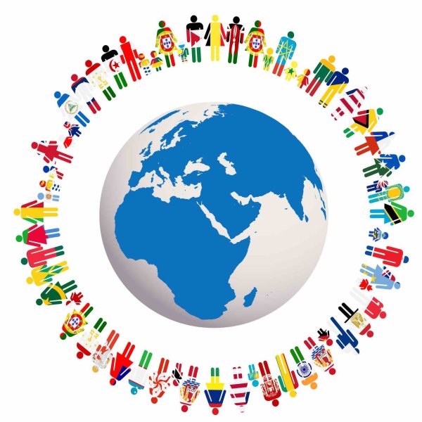 Глобус с флагами государств