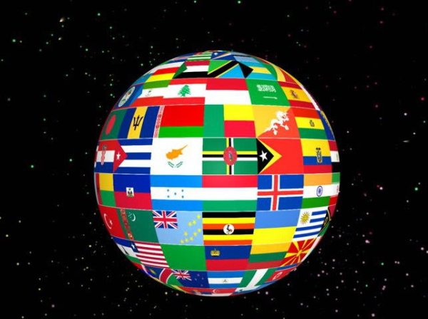 Глобус с флагами стран