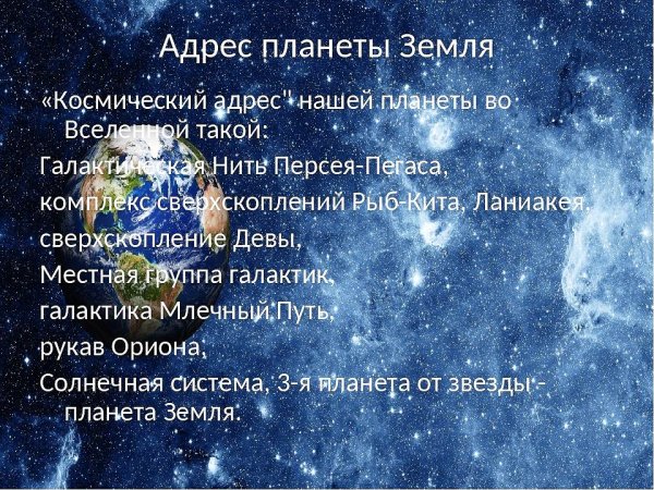 Наш космический адрес