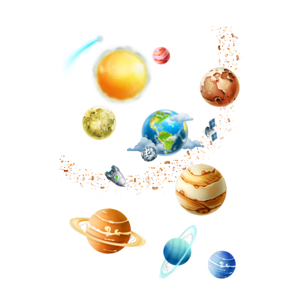 Планеты на прозрачном фоне для детей