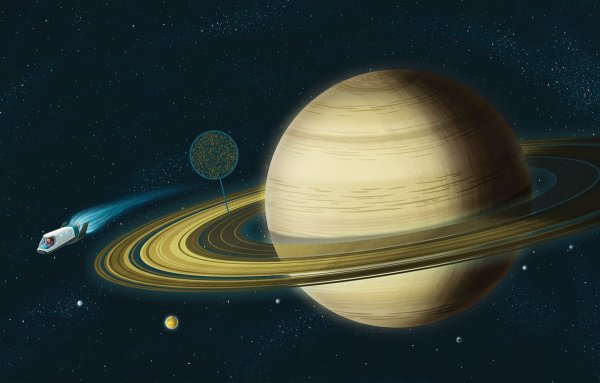 Планета с яркими кольцами