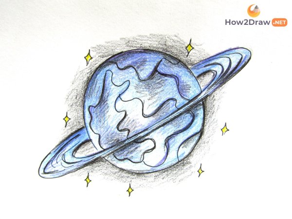 Планеты карандашом цветным