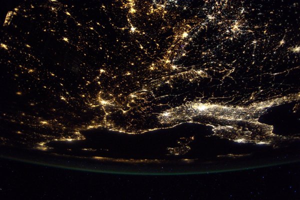 Вид ночной земли из космоса