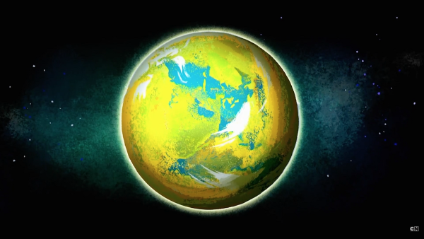 Планета желто зеленая