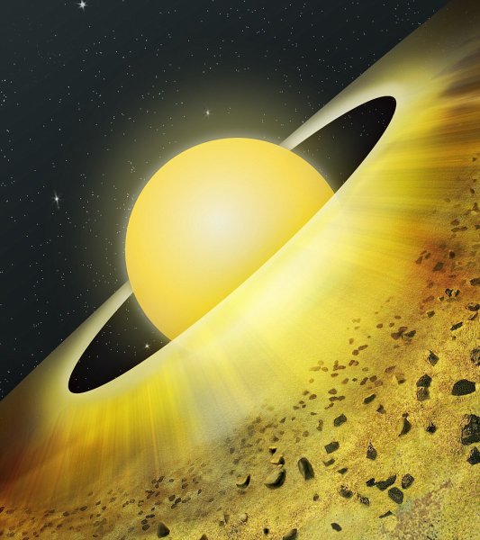 Желтая Планета в космосе