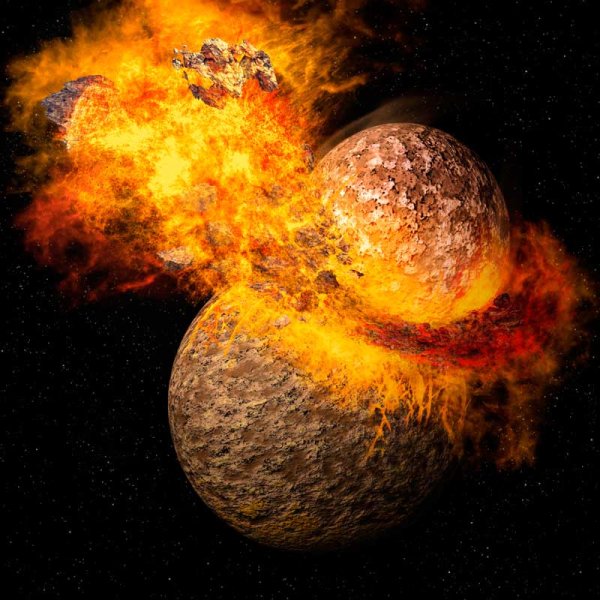 Столкновение планет в космосе