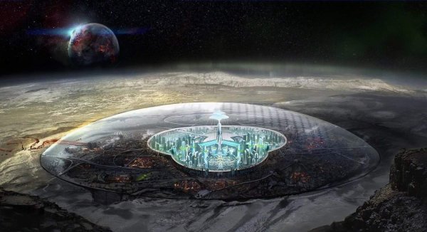 Город купол scifi концепт Art