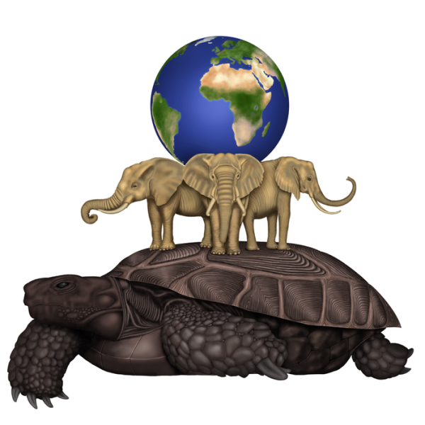Плоская земля на 3 слонах и черепахе