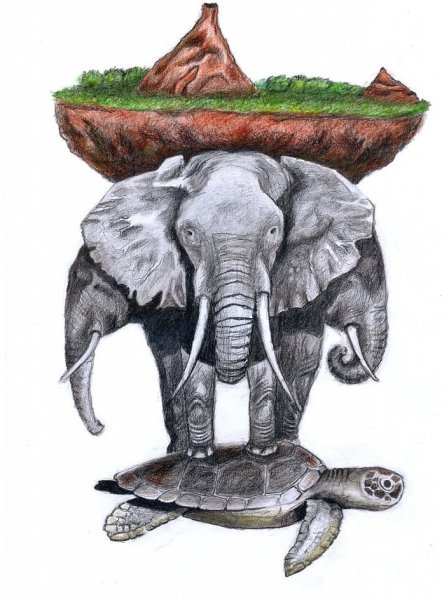 Плоская земля на трех слонах и черепахе