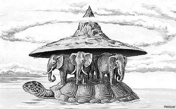 Черепаха три слона плоская земля