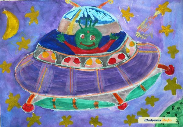Детские рисунки ко Дню космонавтики