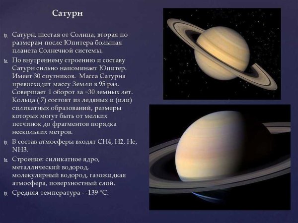 Планеты гиганты солнечной системы Сатурн