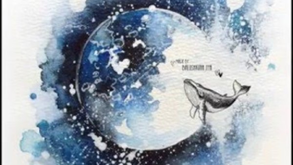 Месяц акварелью рисунок