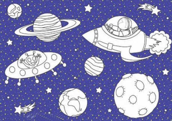 Космос раскраска для детей