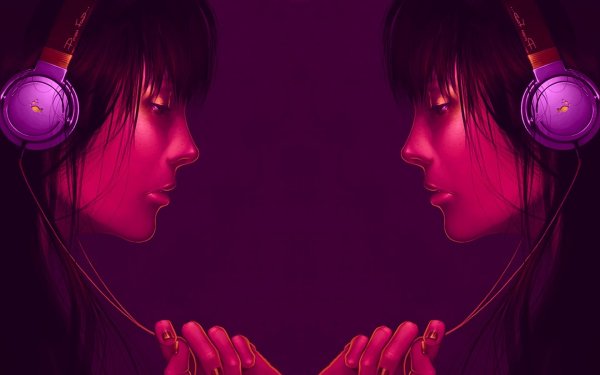 Аниме девушка в наушниках