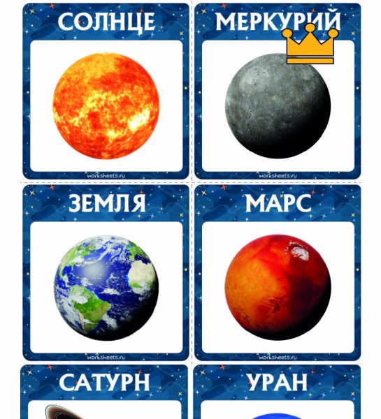 Карточки планет для детей
