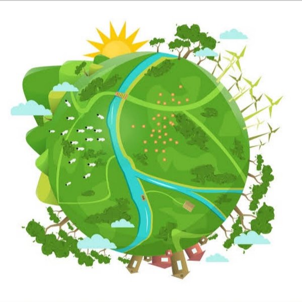 Зеленая Планета на прозрачном фоне для детей