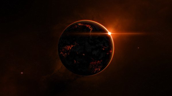 Планета на темном фоне