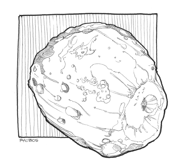 Раскраска Марс спутники Фобос и Деймос