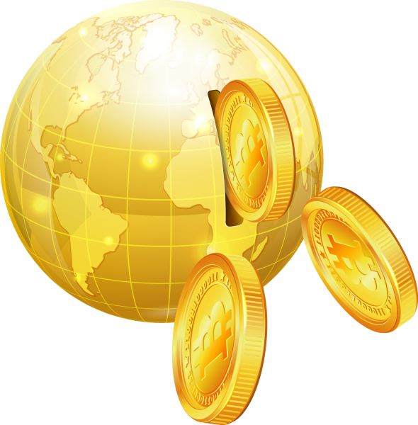Инвестиции земной шар с золотыми монетками