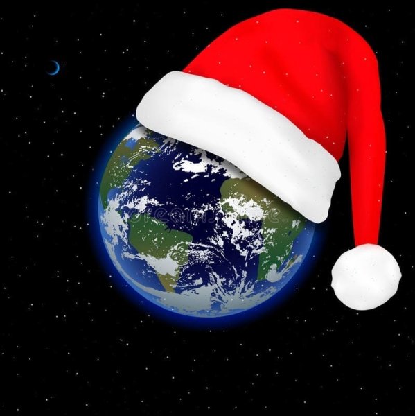 Планета земля в новогодней шапке