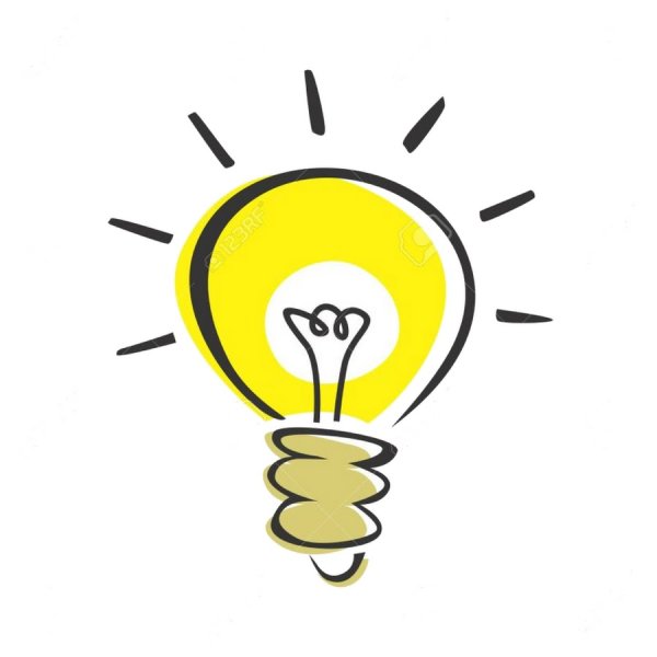 Лампочка идея на белом фоне