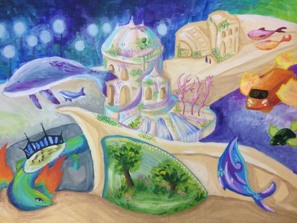 Фантастический город рисунок