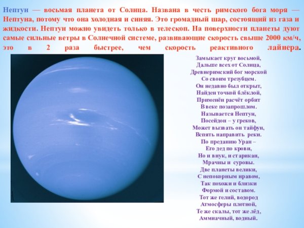 Нептун Планета названа в честь Бога