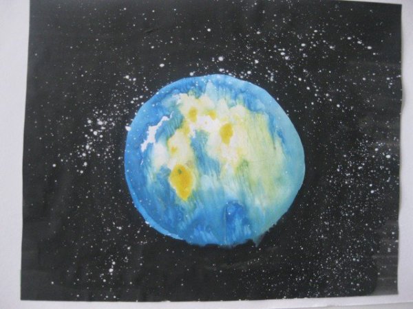 Земля с космоса гуашью