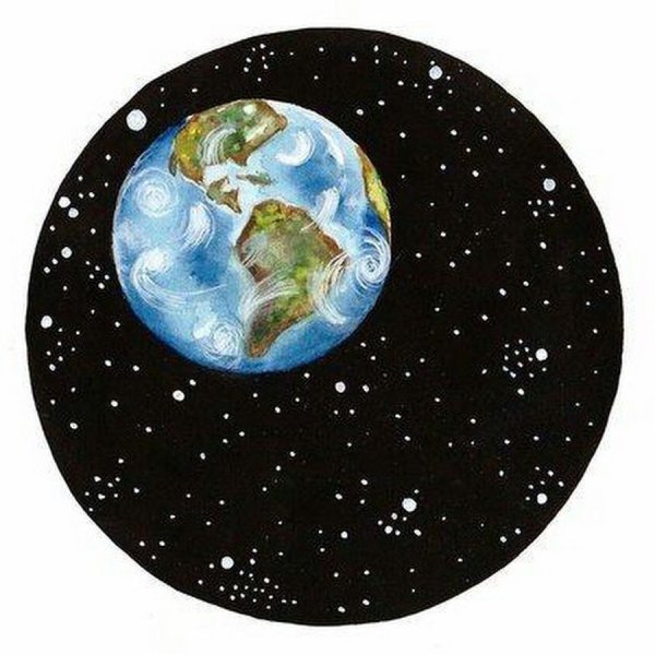 Планета земля акварелью
