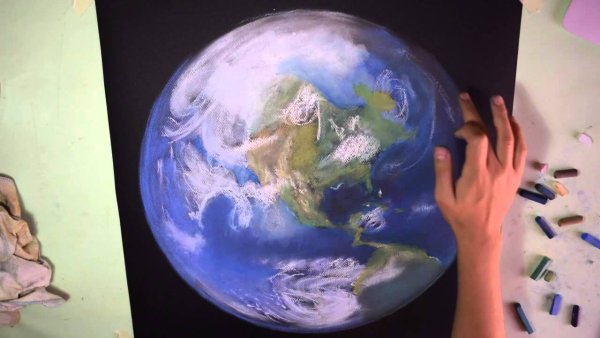 Земля карандашом цветным