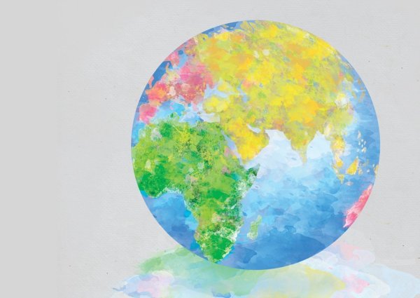 Глобус гуашью