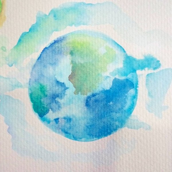 Земля рисунок акварелью