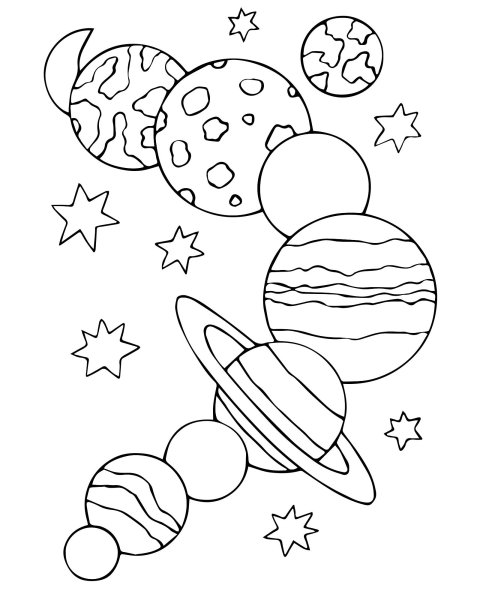 Космос. Раскраски по символам для детей
