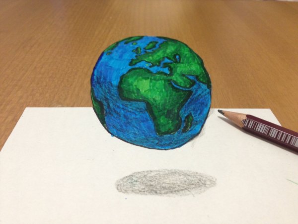 Планета земля карандашом цветным