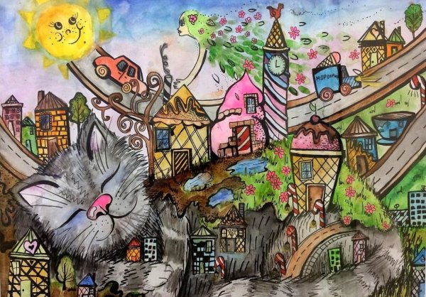 Планета кошек рисунок