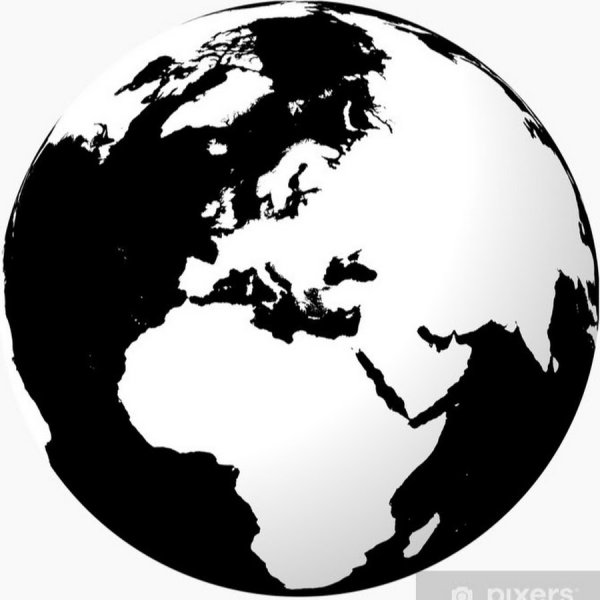 Земля черно белая стилизованная