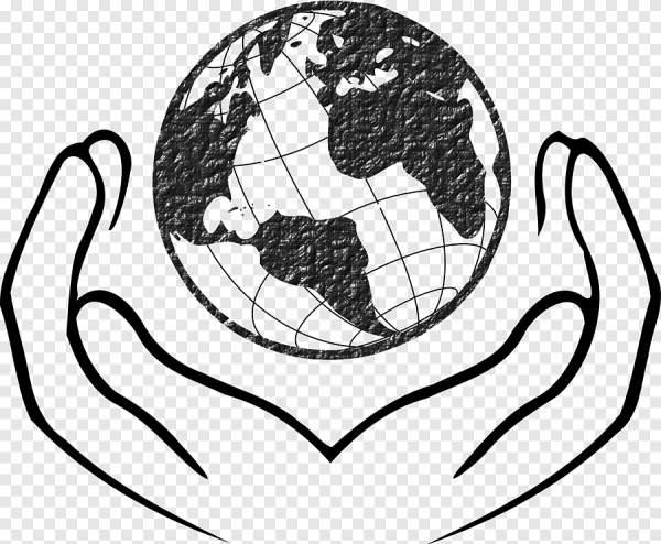 Земной шар в руках черно белый
