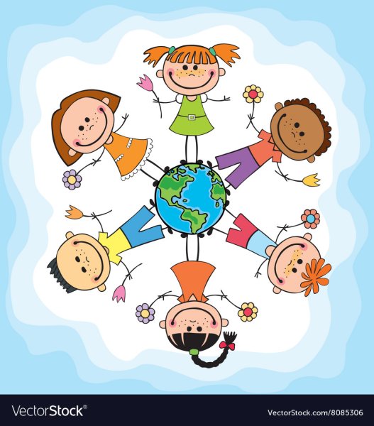 Плакат дети на земном шаре