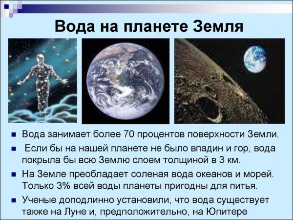 Наличие воды на земле