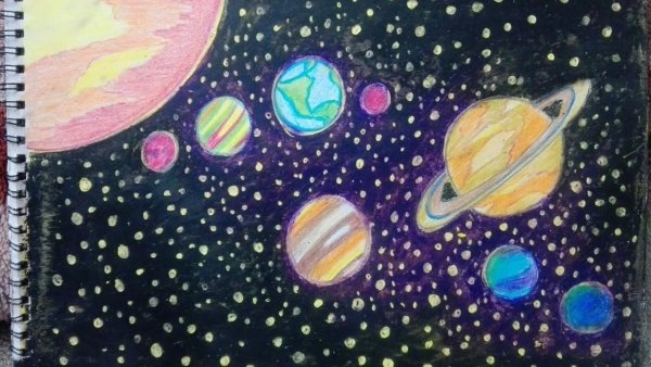 Космос красками для детей