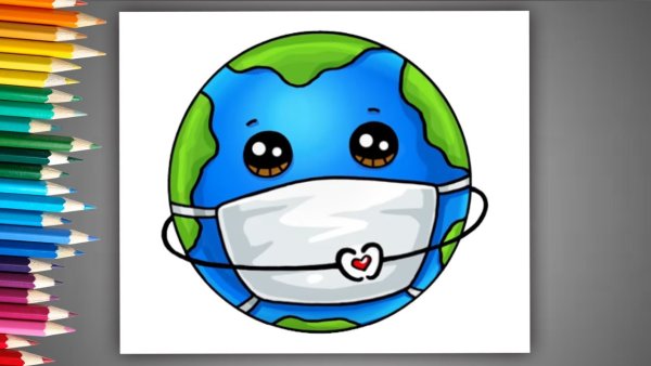 Земля в маске рисунок