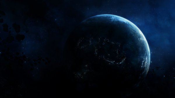 Планета на темном фоне