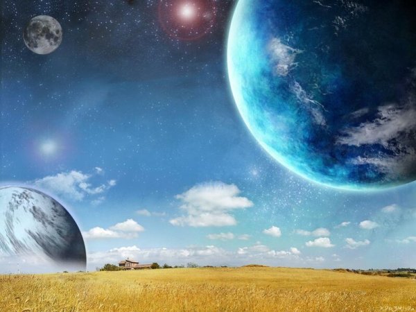Пейзаж планет и неба